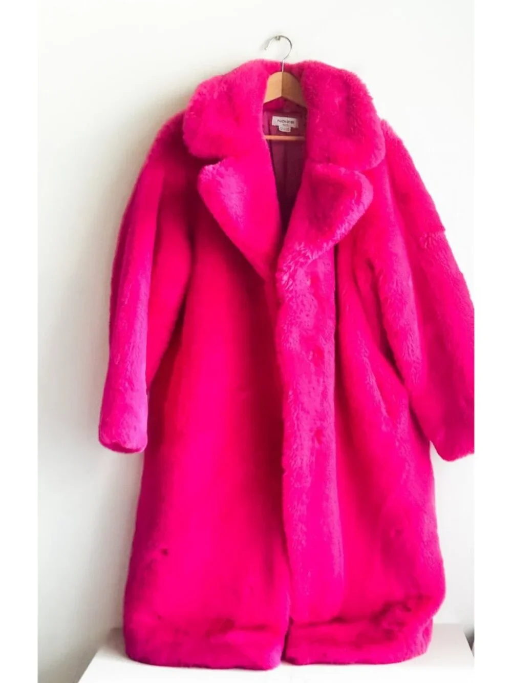 Noize Hot Pink Super Plush Faux Fur  Midi Teddy Coat NEW XXL - Picture 7 of 9